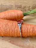 Amour .925 Sterling Silver Red-Orange CZ Heart Ring Size 9