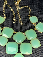 Savannah Mint Green and Gold Statement Necklace