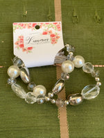 Manuela Set of 2 bracelets Silver and White Imitation Pearls