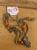 Hyacinth Long Orange Silver Necklace