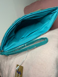 Pineapple Teal and Metallic Gold Cosmetic Bag