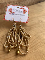 Marilla Champagne and Gold Beaded Earrings