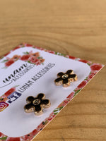 Lilium Black Flower Stud Earrings