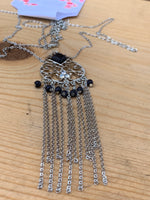 Charlie Black and Silver Long Necklace