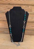 Camryn Teal and Silver Long Necklace