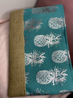 Pineapple Teal and Metallic Gold Cosmetic Bag