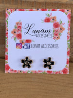 Lilium Black Flower Stud Earrings