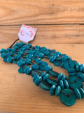 Marigold Teal Wood Beads Necklace