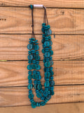 Marigold Teal Wood Beads Necklace