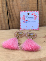 Ilse Pink Tassel Earrings