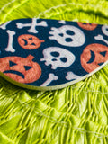 Esme Pumpkins and White Skulls Halloween Earrings