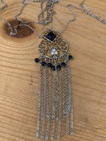 Charlie Black and Silver Long Necklace