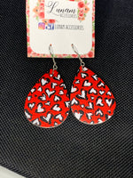 Thea Faux Leather Earrings Heart Pattern Teardrop Dangle Earrings