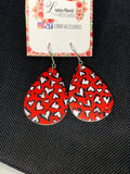 Thea Faux Leather Earrings Heart Pattern Teardrop Dangle Earrings