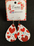 Chloe - Valentine's Day Faux Leather Earrings Heart Pattern Teardrop Dangle Earrings for Women