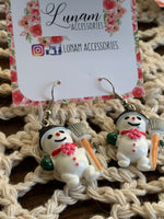 Carol Snowmen with a Broom Earrings