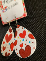 Chloe - Valentine's Day Faux Leather Earrings Heart Pattern Teardrop Dangle Earrings for Women