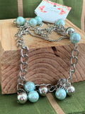 Margarita Mint Green and Silver with imitation pearls