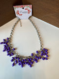 Elizabeth- Exquisite silver necklace with clusters of purple beads,