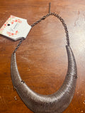 Leona cute plate-shaped necklace, dark gray,