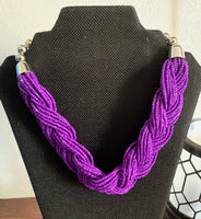 Aida Purple Beaded Necklace with Silver Accents