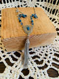 Darby Blue and Silver Long Necklace