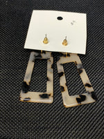 Tiana Acrylic Black and Brown Marble Earrings