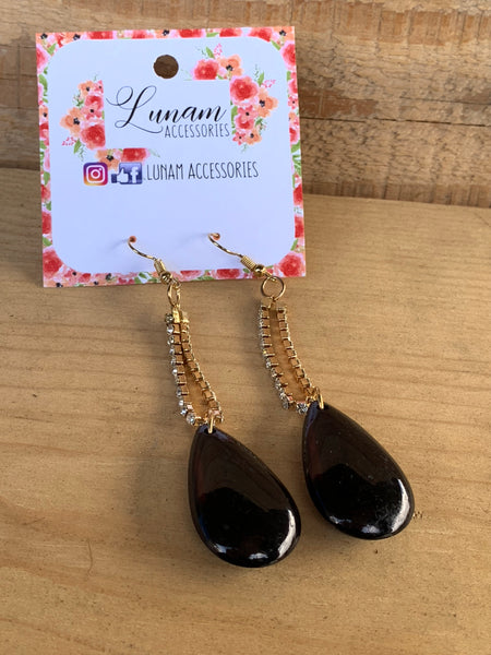 Lotus Black and Gold Statement Earrings