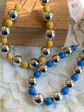 Pamela Big Beads Necklaces Blue and Yellow