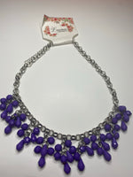 Elizabeth- Exquisite silver necklace with clusters of purple beads,