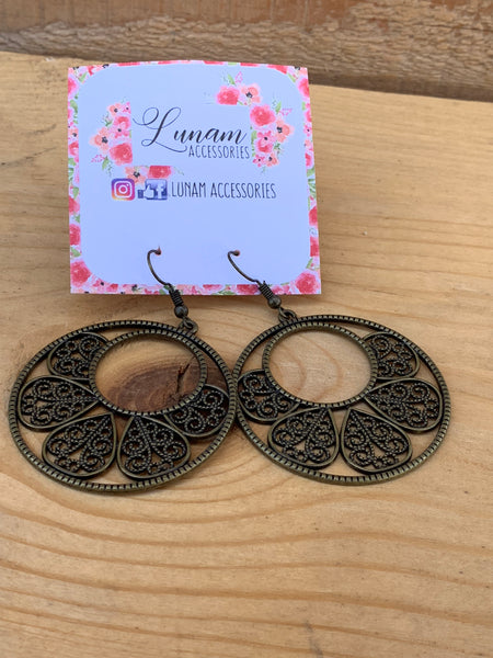 Cameron Brass Filigree Statement Earrings