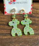 Bonnie Neon Green Giraffe with rhinestone