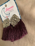 Isadora Plum Tassels with Silver accents