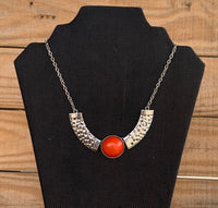 Jordyn Silver and Red Necklace