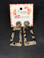 Tiana Acrylic Black and Brown Marble Earrings