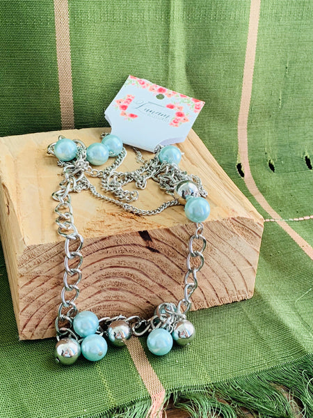 Margarita Mint Green and Silver with imitation pearls