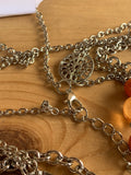 Hyacinth Long Orange Silver Necklace