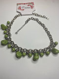 Bexley Green and silver stones make up this short silver necklace