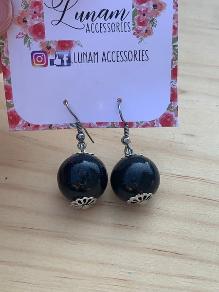 Aella Black Sphere Earrings