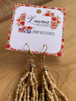 Marilla Champagne and Gold Beaded Earrings