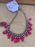 Camellia Hot Pink and Silver Necklace