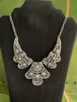 Raquel Statement Silver Necklace with Different Textures