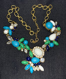 Samaira Brass Statement Necklace with Multicolor beads