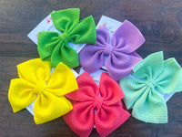 Macayla Fabric Bows Mint, Green, Yellow, Light Purple, Bubble Gum