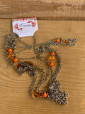 Hyacinth Long Orange Silver Necklace