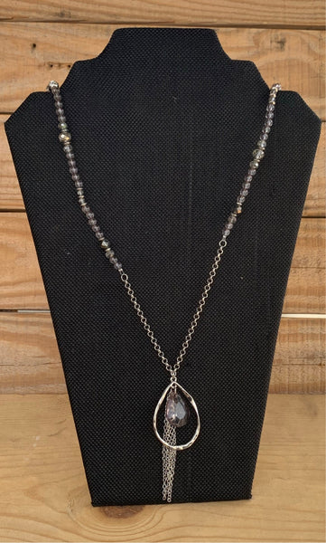 Josephine Long Gray and Silver Necklace