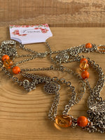 Hyacinth Long Orange Silver Necklace