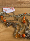 Hyacinth Long Orange Silver Necklace