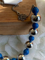 Pamela Big Beads Necklaces Blue and Yellow