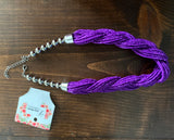 Aida Purple Beaded Necklace with Silver Accents